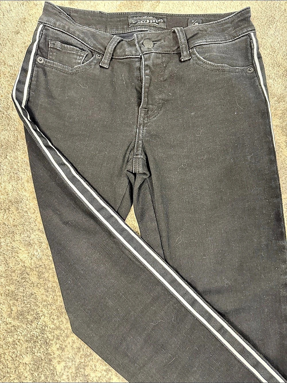 Lucky Brand Lolita Skinny Ankle Jeans with Side Stripe Waist 25 (darker then pic